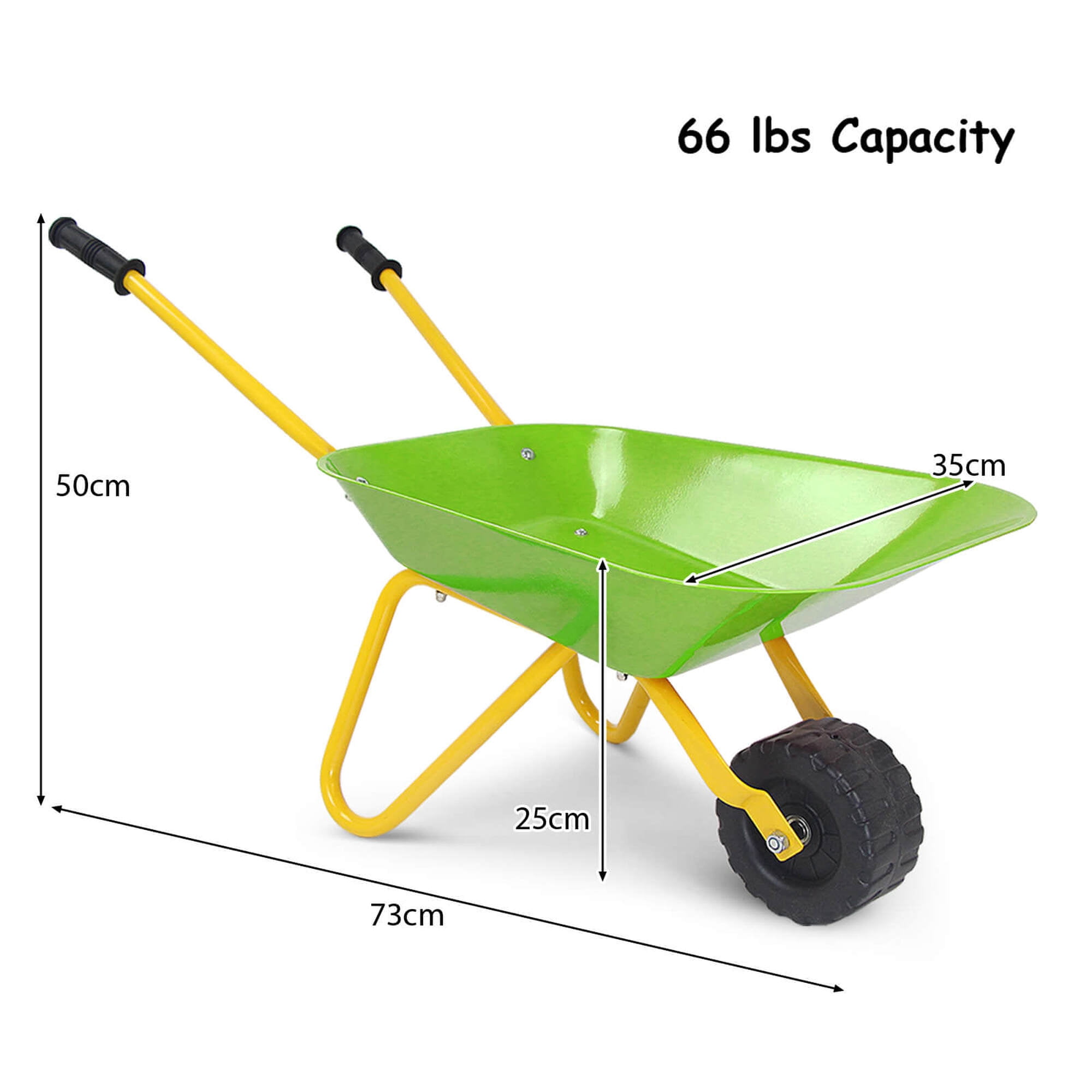 Brouette En Métal Pour Enfant – ASC – Jaune/noir – Jouet De Jardinage – Dès 2,5 Ans – Charge Jusqu'à 50 Kg