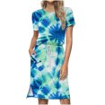 thumbnail image 2 of Fshaion Robe d'Été pour Femmes 2024 Grande Taille Décontractée Col Rond Bretelles Manches Courtes Imprimé Floral Robe Ample avec Poche Liquidation à Moins de 10!, 2 of 7