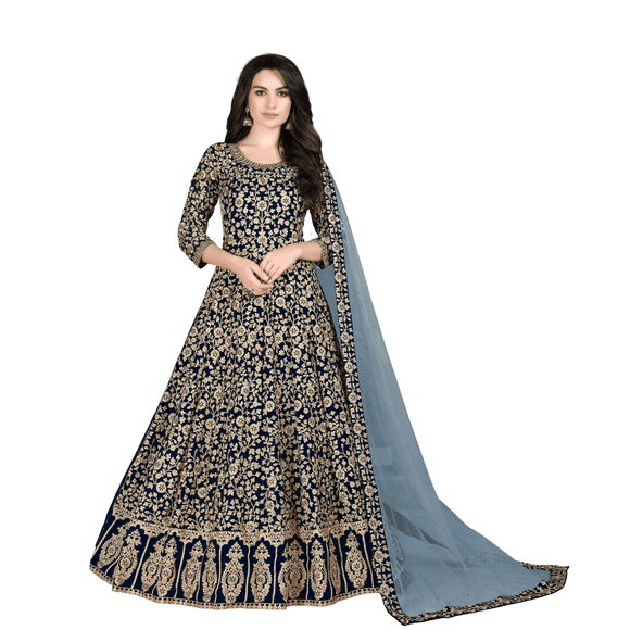 Custom Made Blue Indian Party Heavy Kameez Anarkali Salwar Pakistani Bollywood Wedding Gown