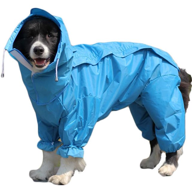 Imperméable pour Chien avec Capuchon Amovible, Manteau pour Chien d'Extérieur à Cordon de Serrage Ajustable, Veste Imperméable pour Chien, Veste de Pluie avec Capuchon et Trou pour Collier, 10 Tailles, 18