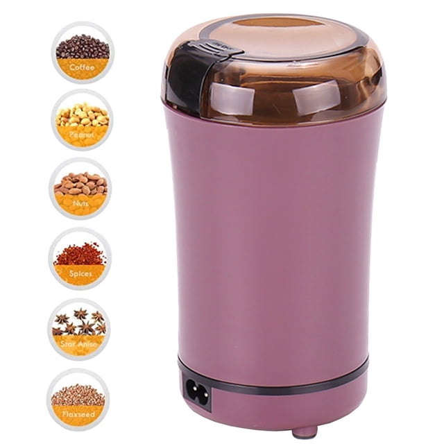 Graflsoa Moulin Électrique Rose pour Café et Noix avec Lames en Acier Inoxydable, Réglages Ajustables et Couvercle Transparent pour un Suivi Facile