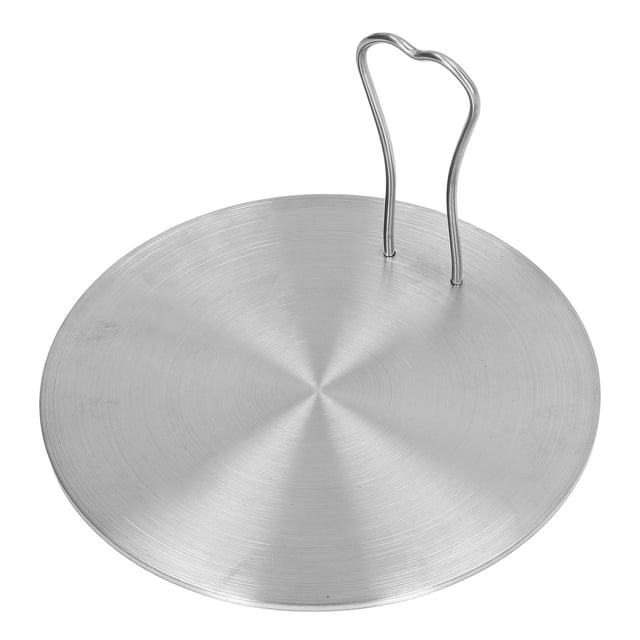 Plaque de Diffusion de Chaleur en Acier Inoxydable de 9,45 Pouces avec Poignée de Sécurité pour Plaque à Induction, Aide à la Cuisson pour Cuisinière à Gaz Électrique