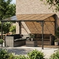 thumbnail image 2 of Outsunny Pergola Extérieure 11 Pieds x 10 Pieds, Pavillon Adossé à Toit Rigide Monté au Mur, 2 of 10