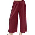 thumbnail image 1 of Birdeem Fashion Womens Spring and Summer Versatile Wide Leg Cotton Linen Elastic Waist Solid Color Wide Leg Pants, 1 of 6