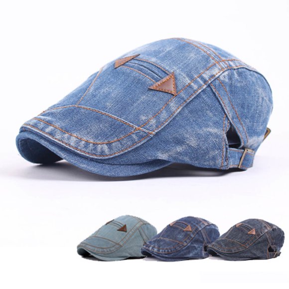 Ludlz Chapeaux en Denim Unisexes pour Gavroche Lierre Plat Gatsby Bérets de Conduite Casquette en Coton pour Hommes Femmes