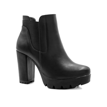 Unique Bargains Women's Chunky High Heel Platform Zip Chelsea Boots