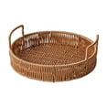 thumbnail image 2 of mtvxesu Woven Rattan Storage Basket for Tabletop Snacks Fruit and Dessert Tray for Afternoon Tea 3-Piece Set, 2 of 7