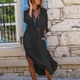 thumbnail image 2 of CEHVOM Robe Femme Mode Unie à Manches Longues avec Poches, Col Rabattu, Soldes, 2 of 8