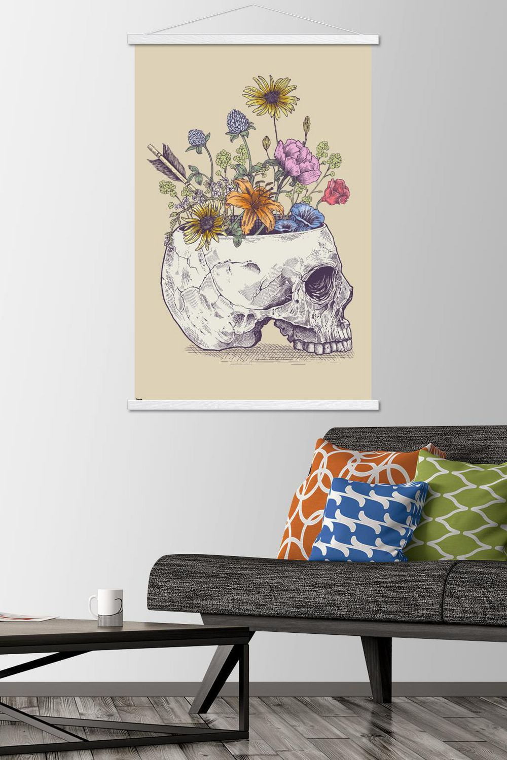 Rachel Caldwell - Flower Skull Wall Poster, 14.725" x 22.375" Framed
