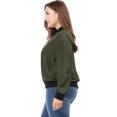 thumbnail image 2 of GRACE & GRANDEUR Women's Plus Size Contrast Trim Zipper Hip Length Bomber Jacket, 2 of 7