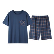 Men's Pajamas Summer Short Sleeve Leisure Can Be Worn Outside The Home Suit Pajamas Pajama Set for Men Toe Flannel Pajamas for Men Men's Pajama Pants 15 Piece Snap Waist Pajamas Pajamas Pants Girls