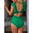 thumbnail image 3 of Charmo Ruffled One Piece Swimsuit for Women High Cut Bathing Suits Backless Monokini Swimwear, 3 of 5