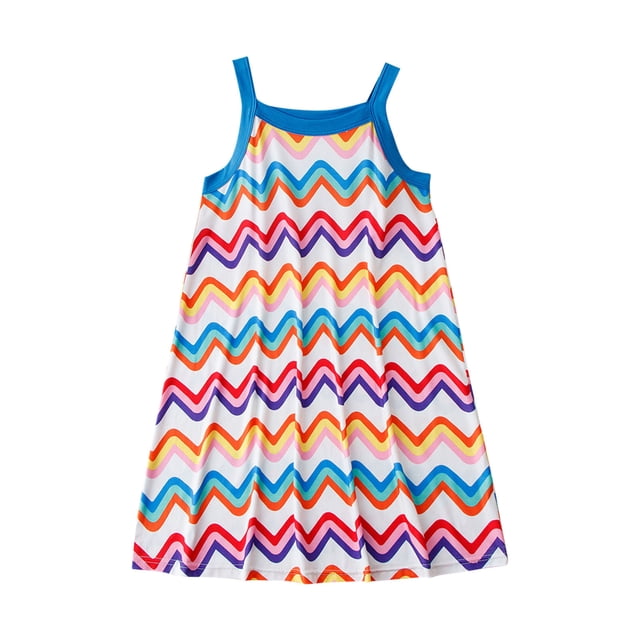 Zwiiyzr 2025 Robe de Nuit Douce pour Fille 3-10 Ans Sans Manches à Bretelles Spaghetti Pyjama Robe pour Enfants Tenue de Nuit Multicolore
