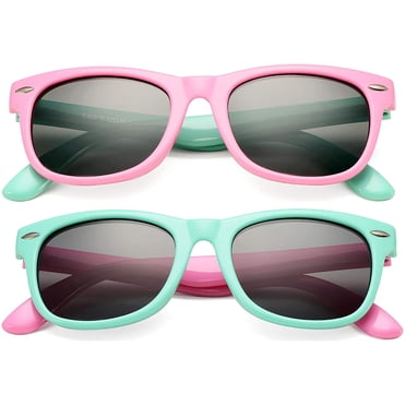 Lunettes de Soleil pour Garçons et Filles Enfants en Caoutchouc UV400 Monture Flexible Lunettes de Soleil Polarisées