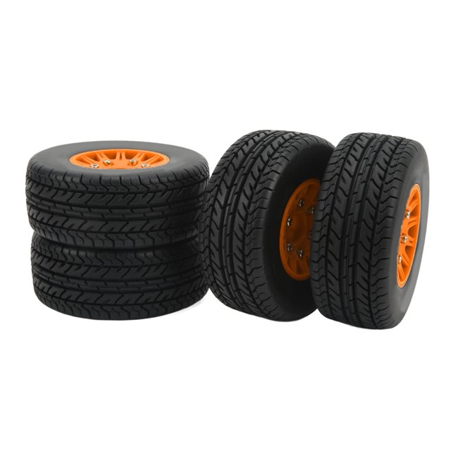Pneus de Camion de Course Courte de RC, Meilleure Résistance à l'Usure en Caoutchouc de Roue de Camion de Moyeu en Plastique de RC pour la Mise à Niveau Orange