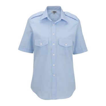 Ed Garments Women's Short Sleeve Performance Navigator Shirt, BLUE, Small