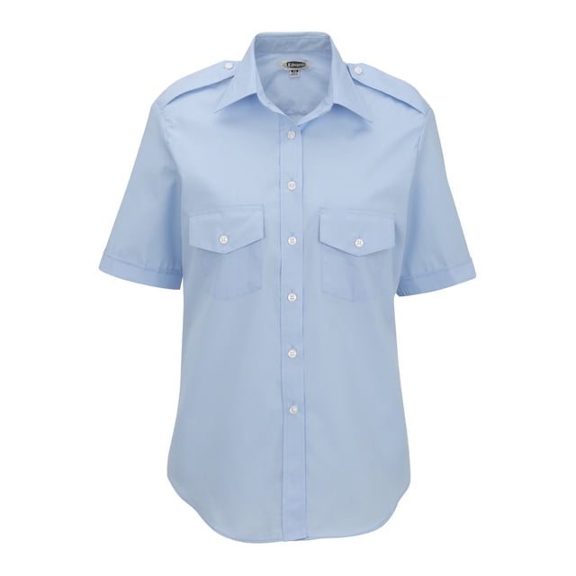 Ed Garments Women's Short Sleeve Performance Navigator Shirt, BLUE, Small