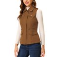 thumbnail image 4 of INSPIRE CHIC Veste Zippée pour Femme Sans Manches Anorak Gilet Utilitaire Veste avec Poches P Brun, 4 of 6