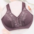 thumbnail image 4 of Bocqde Ladies Front Button Closure Bralettes Solid Breathable Gathering Push Up Bras Plus Size Wireless Soft Support Full Coverage Bras, 4 of 9