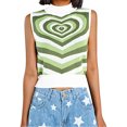 thumbnail image 1 of Women's Print Knitted Sleeveless Crop Tank Tops Y2K Color Block Vest, 1 of 8