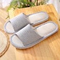 thumbnail image 2 of RKSTN Pantoufles pour Femmes Mode Couple Décontractées en Lin Bout Rond à Rayures Confortables Tongs Décontractées Chaussures d'Intérieur,Pantoufles pour Femmes Intérieur Extérieur, 2 of 3