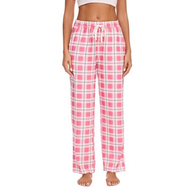 Soki Pajama Pants for Women Plaid Drawstring Side Pockets Ladies Sleepwear Lounge Casual Pants