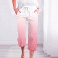 thumbnail image 1 of Styesk Women's Pants Fragrant Linen Gradient Printed Loose Women Fashionable Drawstring Pants Cropped Pants, 1 of 5