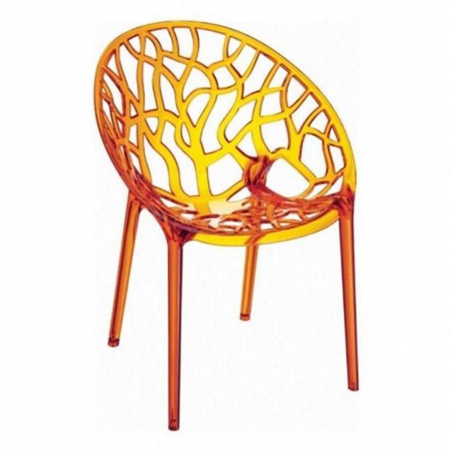 Compamia ISP052-TORA Chaise de Salle à Manger Moderne en Polycarbonate Cristal Orange Transparent - Lot de 2