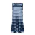 thumbnail image 3 of yoeyez Robes d'Été pour Femmes 2025 Grande Taille Décontractées à Rayures Débardeur Mini Robe d'Été Col Rond Coupe Ample Sans Manches Robe de Vacances Plage avec Poches Bleu Foncé,L, 3 of 5