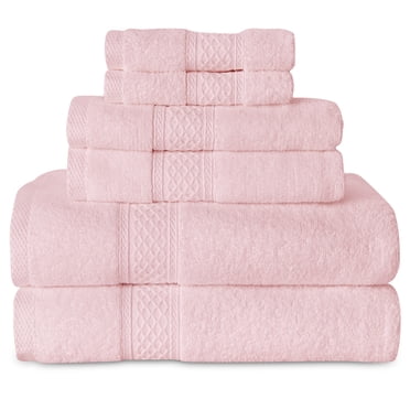 Gogreen Ensemble de 6 Serviettes de Bain Rose Poudré : 2 Serviettes de Bain, 2 Serviettes de Toilette et 2 Gants de Toilette. Serviettes 100 % Coton Ultra-Absorbantes pour Salle de Bain, Salle de Sport, Hôtel (Rose Poudré).