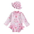 thumbnail image 1 of Baby Girls Swimsuits Rash Guard Cartoon Sun Protection Long Sleeve Girls Bathing Suits 3-6 Months, 1 of 3