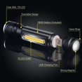 thumbnail image 4 of Rechargeable Lampe Torche LED Puissante, Lampe de Poche avec Chargeur USB, étanche Mini Lampe Torche de Camping, 4 of 5