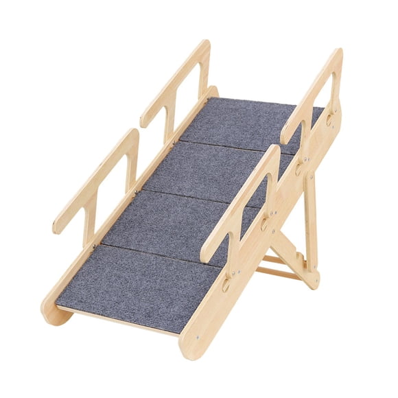 S SERENABLE Escalier en Bois pour Animal de Compagnie, Échelle pour Chien Portable Créative, Stable, Rampe pour Animal de Compagnie Tapisée 2 en 1, pour Lits Hauts Voitures pour Petits Moyens Grands Chiens 4 Marches