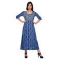 thumbnail image 1 of Moomaya Robes Tuniques Ligne A pour Femmes Manches 3/4 Kurti Imprimé Tenue d'Été, 1 of 5