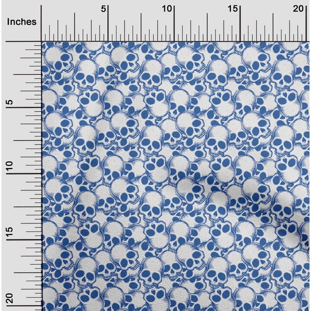 oneOone Velvet White Fabric Skull Craft Projects Decor Fabric Printed By The Yard 58 Inch Wide