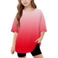 thumbnail image 1 of DecSea Girls Short Sleeve T shirt Kids Summer Oversized Gradient Crew Neck Tops Casual Basic Tee 5-14Years, 1 of 8
