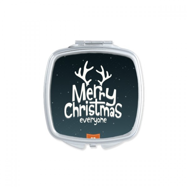 Merry mas Reindeer Cartoon Pattern Square Mirror Portable Compact Pocket Makeup Double Sided Glass
