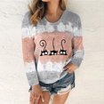 thumbnail image 1 of Hauts d'Été pour Femmes 2023 T-Shirt à Col Rond à Imprimé pour Femmes avec Lien Patchwork T-Shirt Décontracté Blouse Hauts Chandail Surdimensionné pour Femmes en Liquidation, 1 of 7