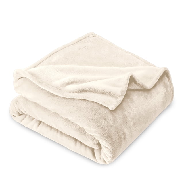 Bare Home Microplush Fleece Blanket - 300 GSM - Fuzzy Microfleece - Soft & Plush - Throw XL, Vanilla