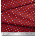 thumbnail image 3 of Soimoi Red Silk Fabric Blue Star Printed Craft Fabric by the Yard 42 Inch Wide, 3 of 3