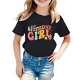 thumbnail image 1 of LUOGENLI T-Shirt pour Filles Filles Mode Décontractée Lettre Col Rond T-Shirt à Manches Courtes Haut 5 Chemises pour Filles Longueur Genou Noir 6-7 Ans, 1 of 3