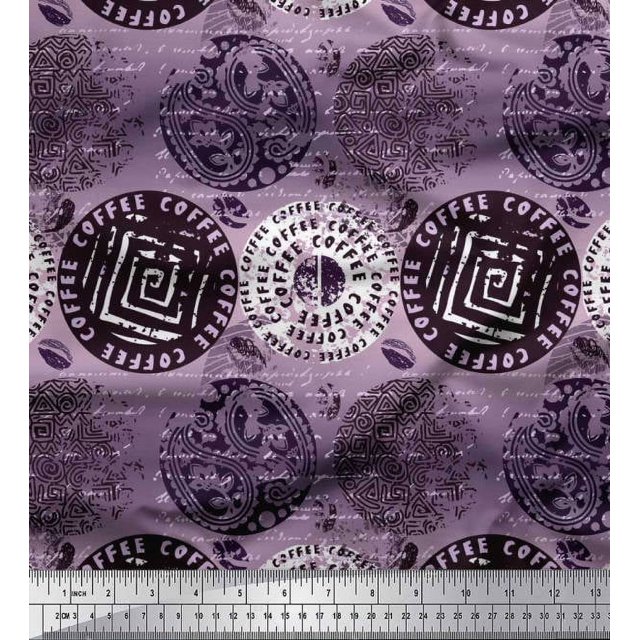 Soimoi Georgette Viscose Fabric Text,Floral & Greek Key Block Fabric Prints By Yard 42 Inch Wide