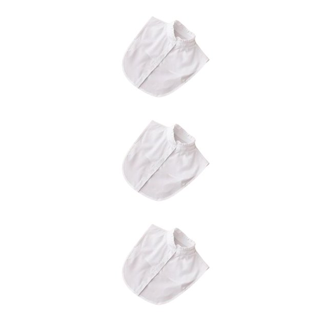 QualitChoice Simple Design Solid Color False Collar Formal Fashion Chiffon Fake Half Shirt Decorative Detachable Lapel Clothing Decor White Stand 3PCS