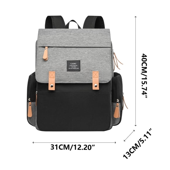 Diaper Bag Backpack For Mom Large Capacity Travel With Changing Pad Breastfeeding Support Solid Gray 31 cm x 13 cm x 40 cm