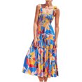 thumbnail image 1 of Pompotops Robe Aguichant pour Femmes à Imprimé de Fleurs et Pois Sans Manches à Col Carré Robe Longue Florale, 1 of 7