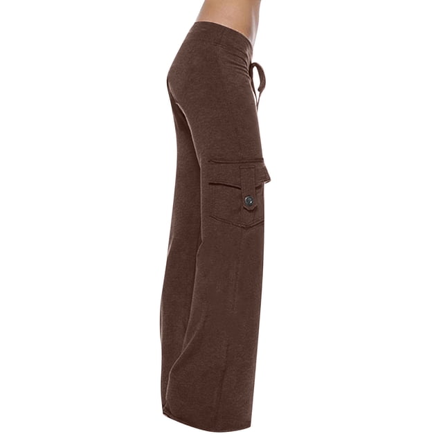 XZNGL Yoga Pants with Pockets for Women Workout Out Leggings Stretch Waist Button Pocket Yoga Gym Loose Pants High Waist Leggings for Women Workout Leggings for Women High Waist
