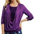 thumbnail image 1 of T-shirts pour Femmes à Manches Longues Pailletées, Tops d'Été Amples pour Femmes Violet m, 1 of 4