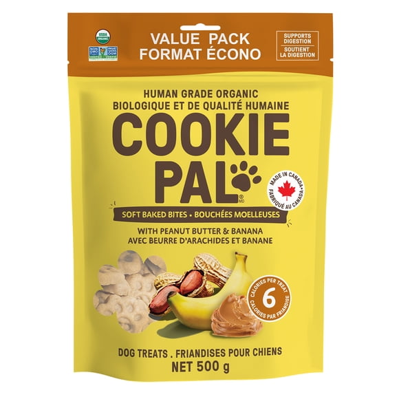 COOKIE PAL Peanut Butter & Banana Soft Baked Bites Human Grade, Organic Dog Treats 500g