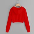 thumbnail image 4 of Timegard Zip up Hoodies for Women Plus Size Cropped Sweatshirts Long Sleeve Shirts Pullover Solid Color, 4 of 5