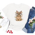 thumbnail image 2 of Hauts d'Été Grande Taille pour Femmes, T-shirt Imprimé Lapin Col Rond, Manches Courtes, Blouse Décontractée Ample, Col en V, en Solde, 2 of 4